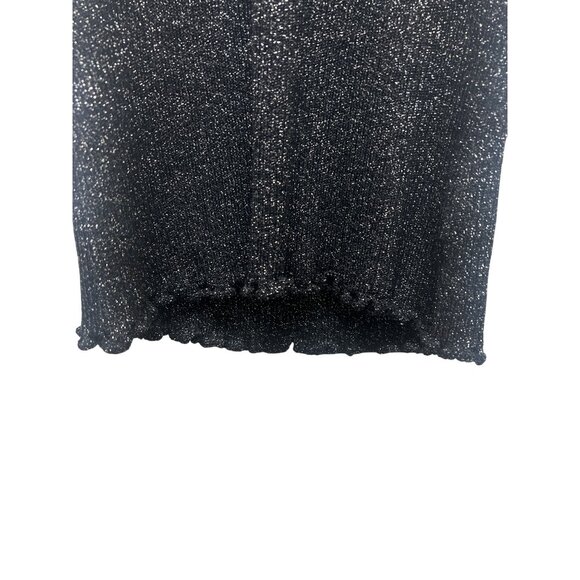 St John Black Metallic Sparkle Knit Sweater Shell with Scalloped Hem - Picture 4 of 6